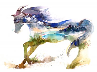 Pferd und malerische landschaft