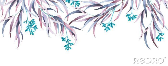 Bild Pflanzengirlande mit Blüten und Blättern