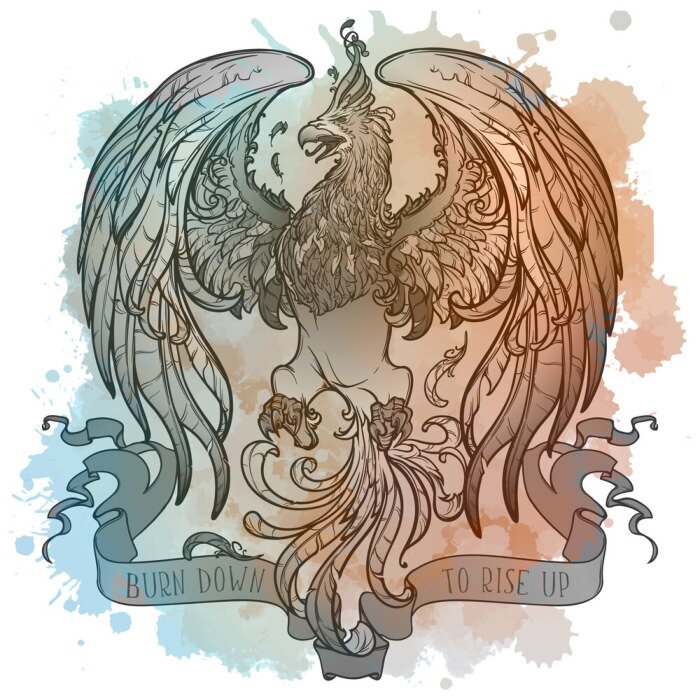 Bild Phoenix-Vogel mit motivierendem Zitat