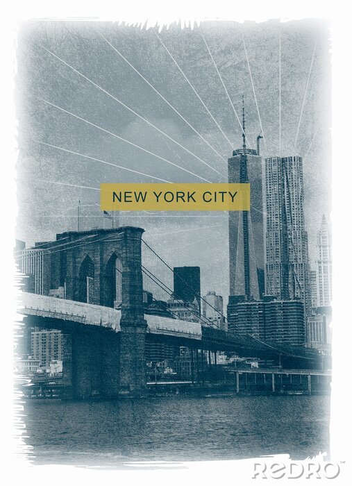 Bild Photoprint new york brooklyn brücke t shirt grafik typografie