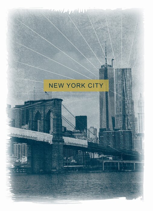 Bild Photoprint new york brooklyn brücke t shirt grafik typografie