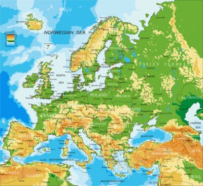 Bild Physische Karte von Europa mit Gelände