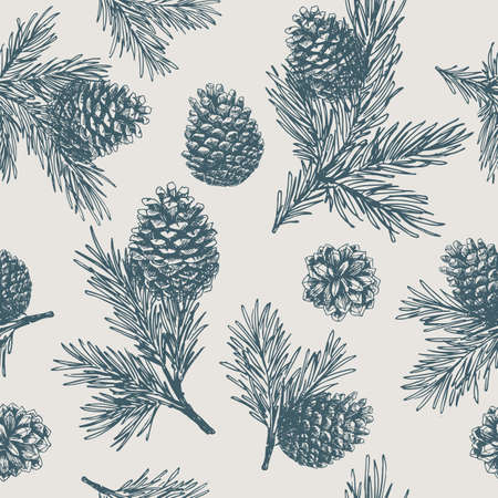 Bild Pine cones seamless pattern. Christmas gift wrapping.