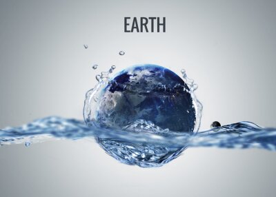 Planet Erde mit symbolischer Darstellung von Wasser