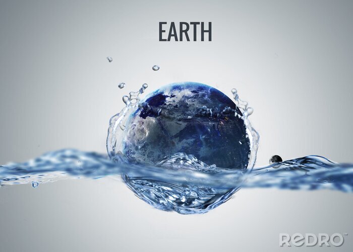 Bild Planet Erde mit symbolischer Darstellung von Wasser