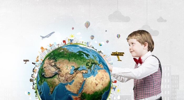 Bild Planet Erde und Junge