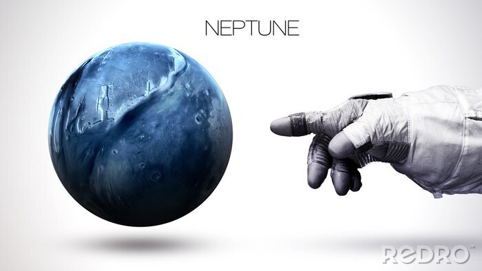 Bild Planet Neptun und die ausgestreckte Hand des Kosmonauten