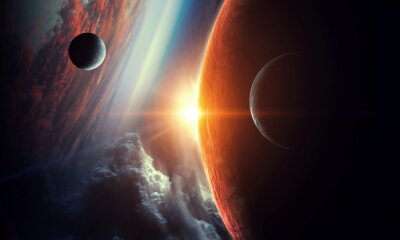 Planeten des Sonnensystems auf dem Hintergrund der Sonne