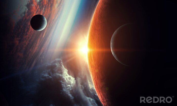 Bild Planeten des Sonnensystems auf dem Hintergrund der Sonne