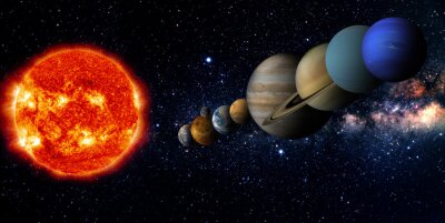 Planeten des Sonnensystems auf schwarzem Hintergrund Hintergrund