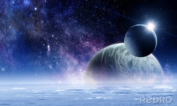 Bild Planeten im Universum, umgeben von Sternen