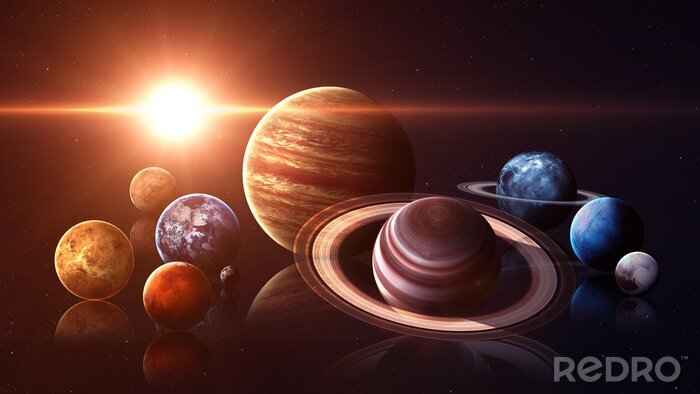 Bild Planeten Sonnensystem vor dem Hintergrund der Sonne