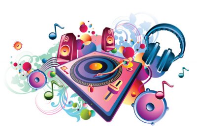 Plattenspieler Lautsprecher und Popmusik