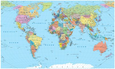 Politische farbige Weltkarte
