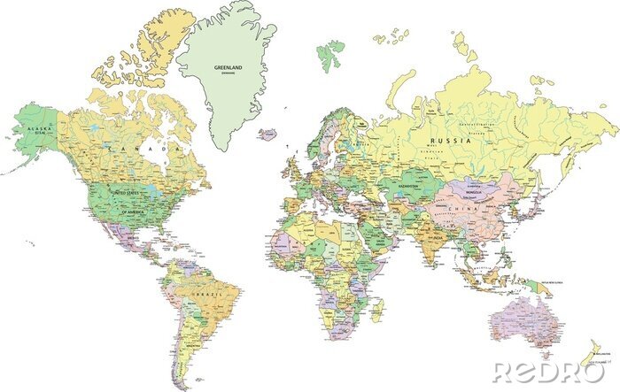Bild Politische Weltkarte 3D