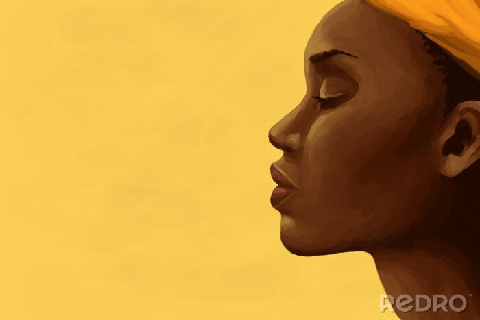 Bild Porträt einer afrikanischen Frau auf gelbem Hintergrund