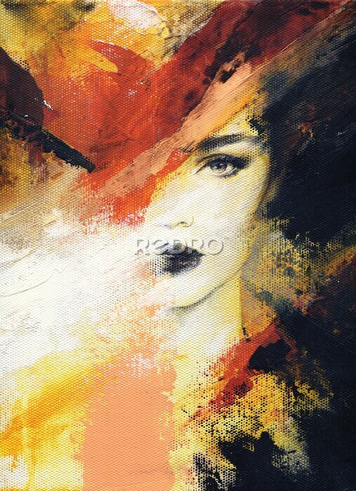 Bild Porträt einer Frau in Öl auf Leinwand