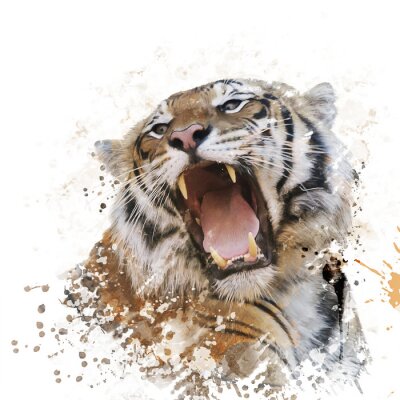 Porträt eines brüllenden tigers