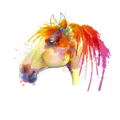 Porträt eines Pferdes mit bunten Schleifen