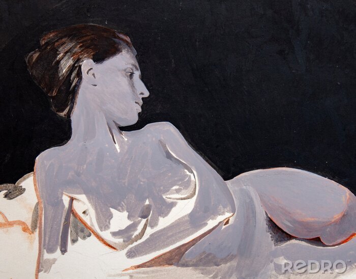 Bild Porträt gemalt eines nackten Mädchens