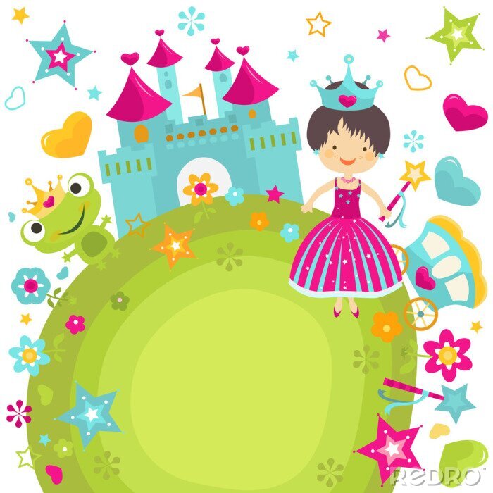 Bild Prinzessin Schloss und Frosch mit Krone