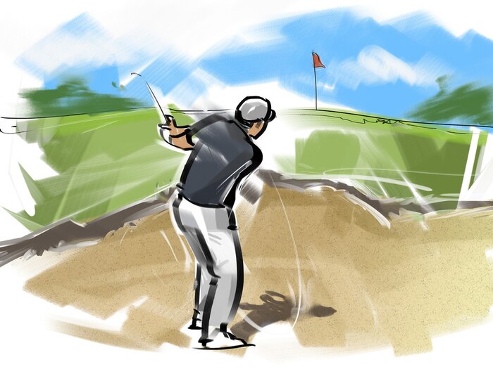 Bild Professioneller Golfspieler mit einem Golfschläger