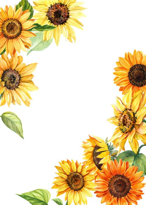 Bild Rahmen aus Aquarell-Sonnenblumen