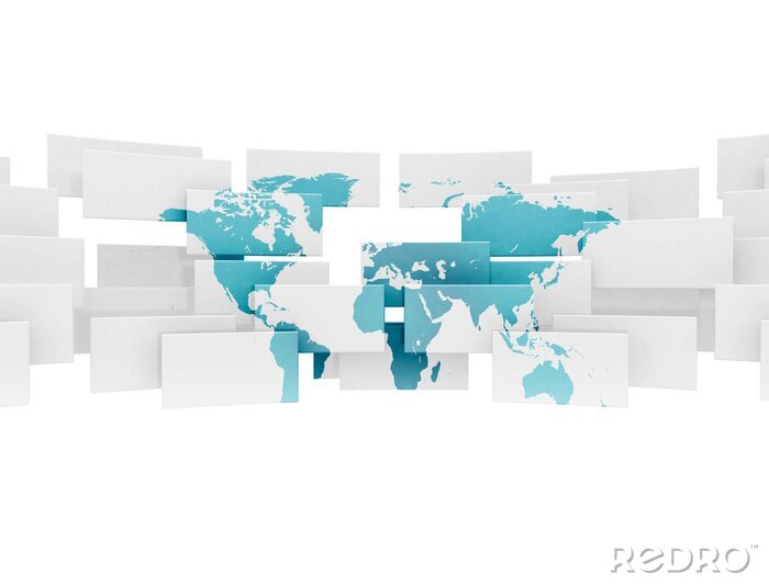 Bild Rechtecke 3D und Weltkarte