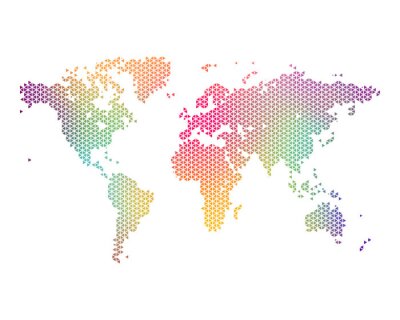 Bild Regenbogenfarbene Weltkarte mit Punkten