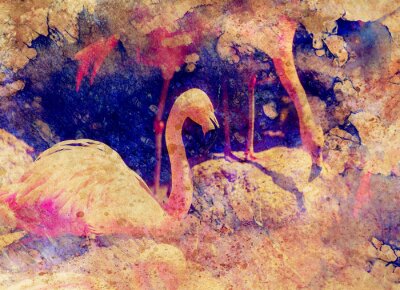 Bild Retro Collage mit Flamingo