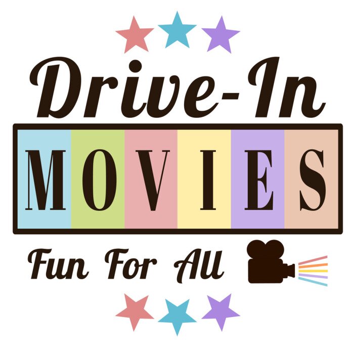 Bild Retro drive-in movies sign with vintage projector