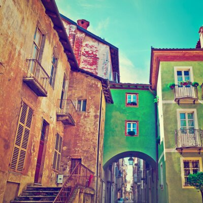 Retro-farbige Stadthäuser