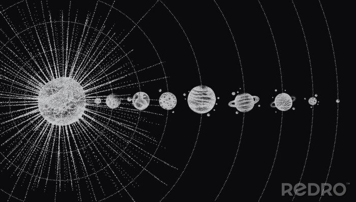 Bild Retro-Illustration mit dem Sonnensystem