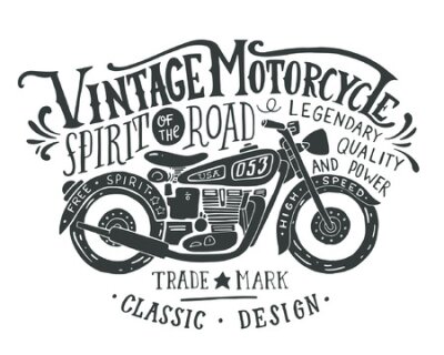 Bild Retro-Typografie mit einem Motorrad