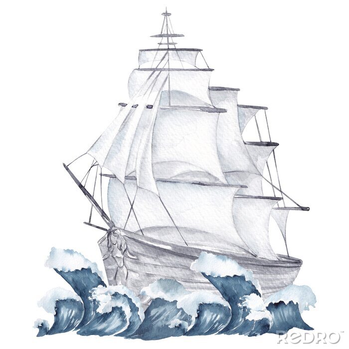 Bild Riesiges Segelschiff auf rauen Wellen
