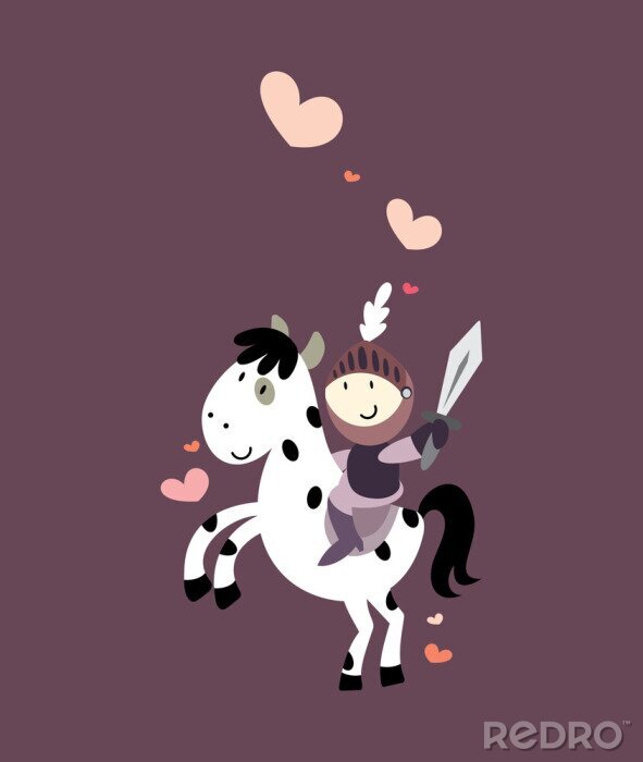 Bild Ritter auf einem weißen Pferd mit schwarzen Flecken