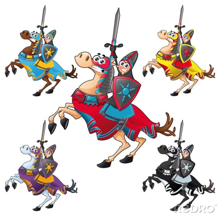 Bild Ritter und Pferd. Cartoon Vektor isoliert Zeichen