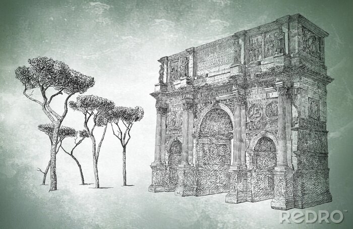 Bild Romanische Illustration mit Architektur