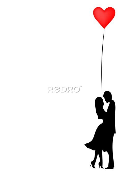Bild Romantisches Paar mit einem herzförmigen Luftballon