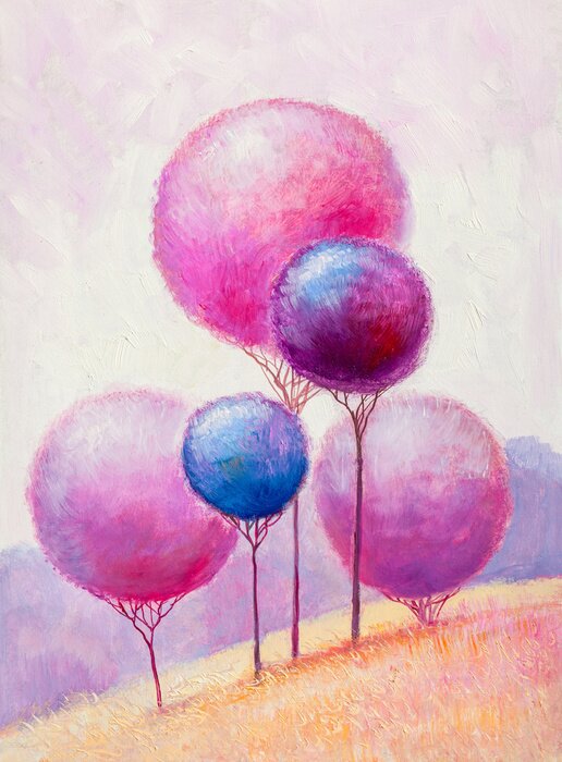 Bild Rosa Bäume mit runden Kronen