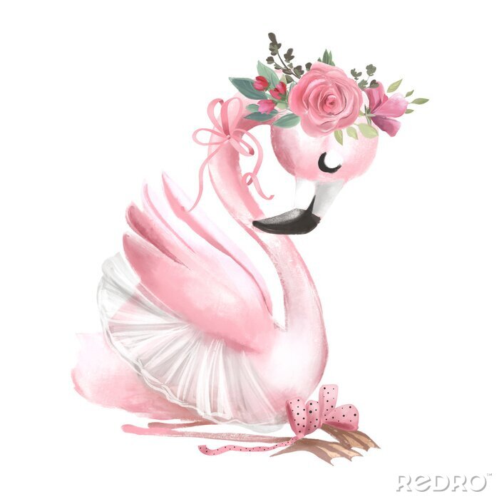 Bild Rosa Flamingo mit Blumen