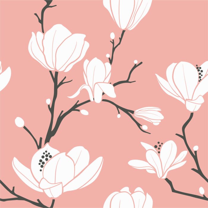 Bild Rosa graphisches Magnolienmuster