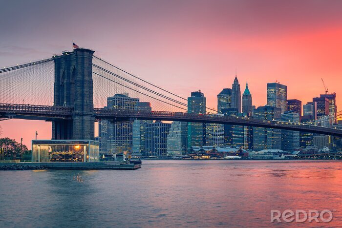 Bild Rosa Himmel über Manhattan