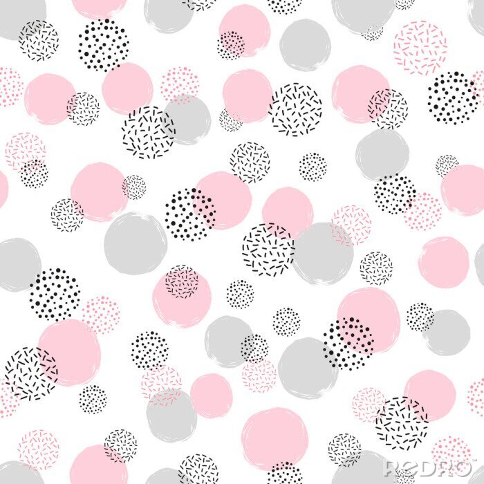 Bild Rosa Motiv mit Punkten und verzierte Kreise