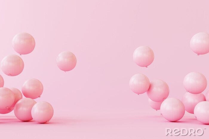 Bild Rosafarbene Kugeln auf rosa Hintergrund