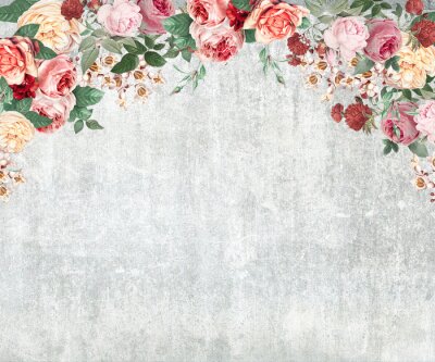Rosen auf grauem Hintergrund mit Betonstruktur