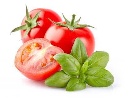 Rote Tomaten und Basilikum