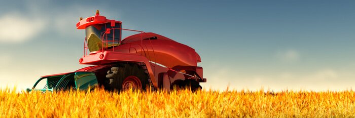 Bild Roter Traktor auf dem Feld