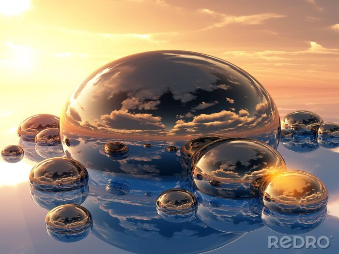 Bild Runde Körper 3D und Sonne