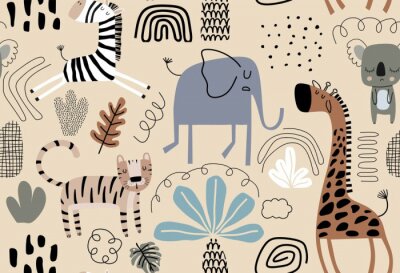 Safari-Tiere im skandinavischen Stil